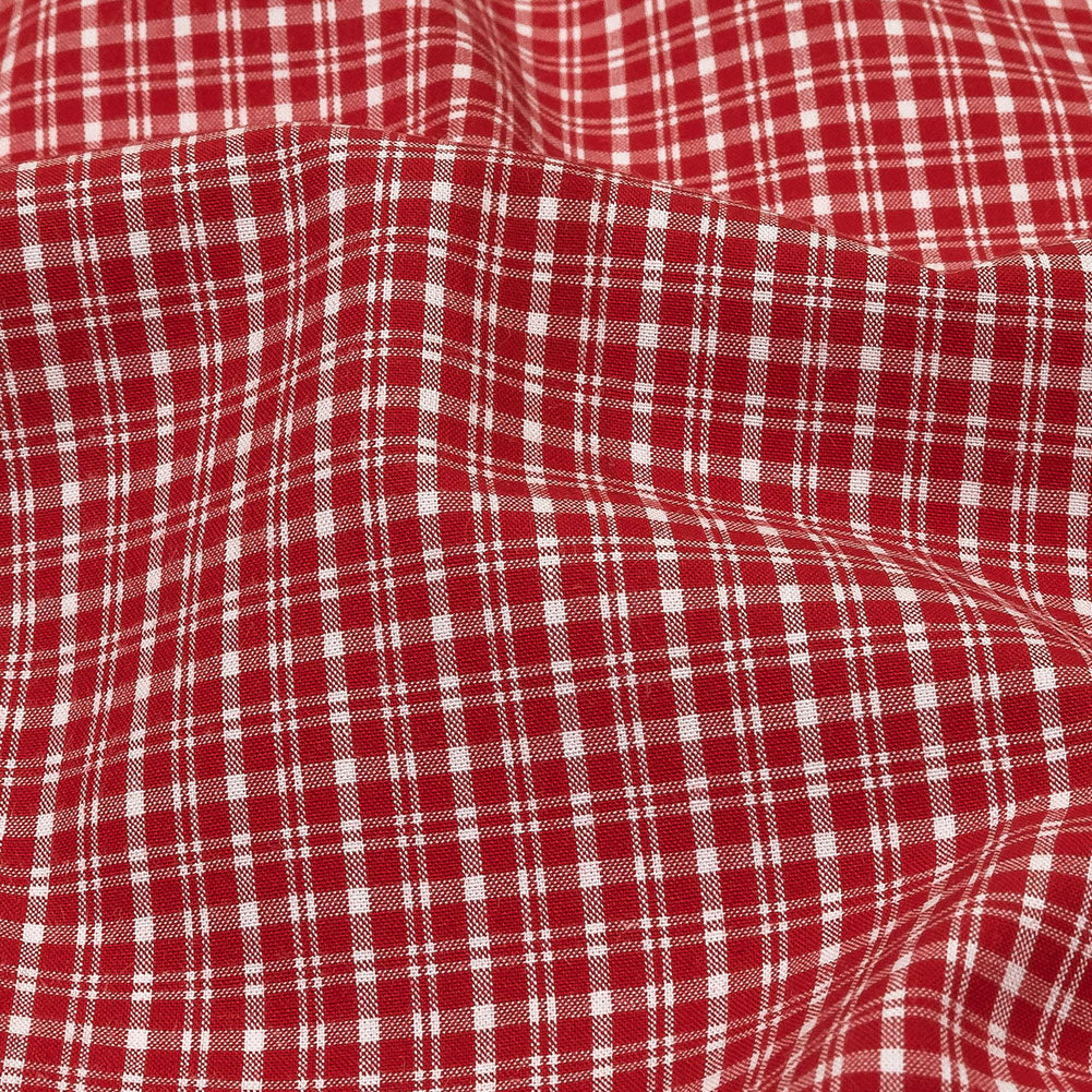 Pima Cotton Shirting - Red and White Plaid