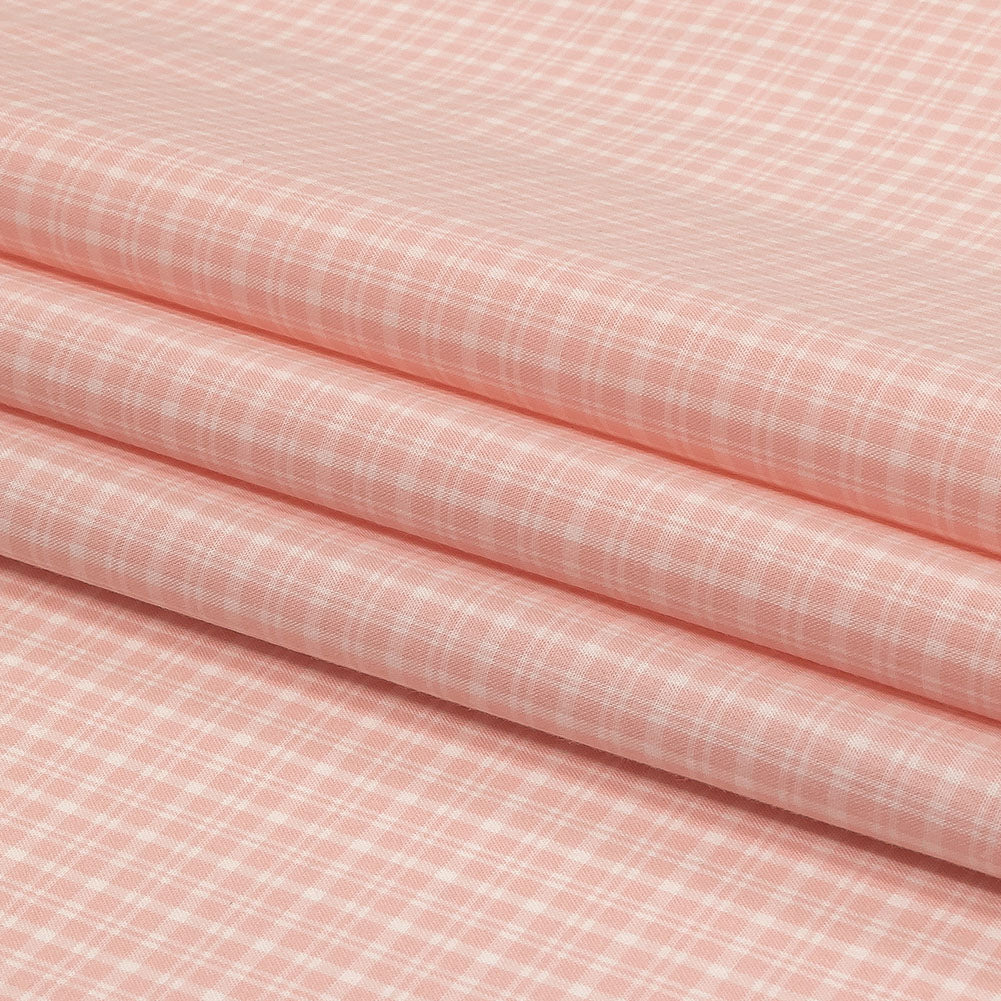Pima Cotton Shirting - Pink and White Plaid