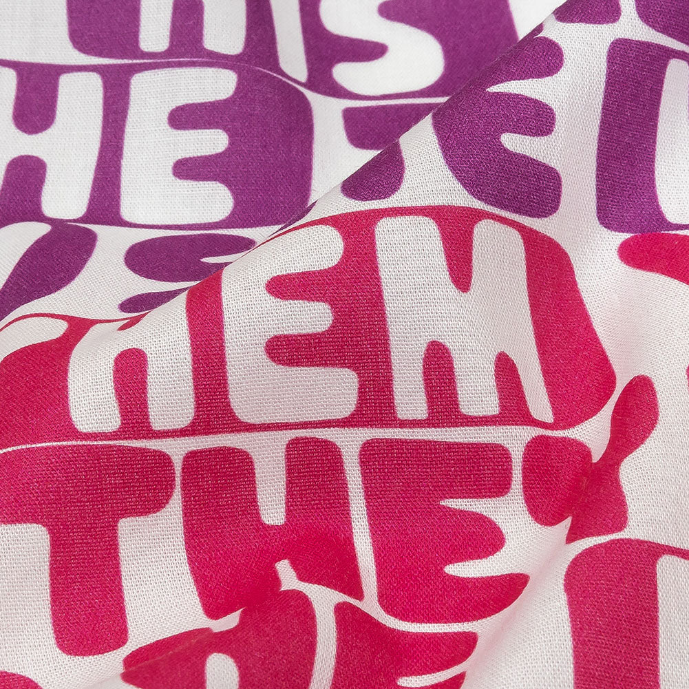 Mercerized Organic Egyptian Cotton Voile - Hot Pink, Blue and Purple Pronoun Stripes - More Than Words Print - Mood Exclusive Pride Collection