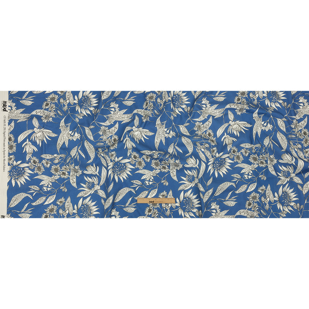 Mood Exclusive Light Blue Illustrated Cultivation Stretch Cotton Woven