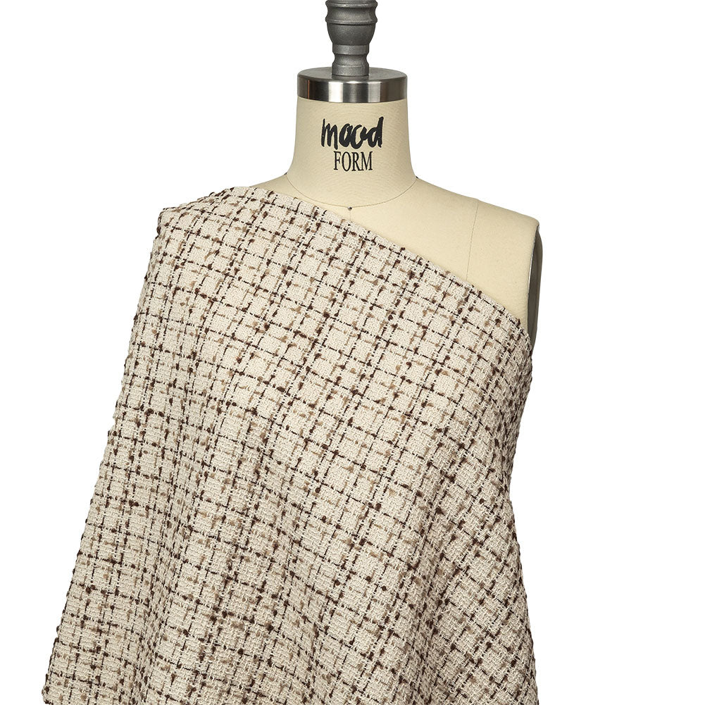 Fog, Amphora and Rocky Road Plaid Tweedy Polyester Boucle