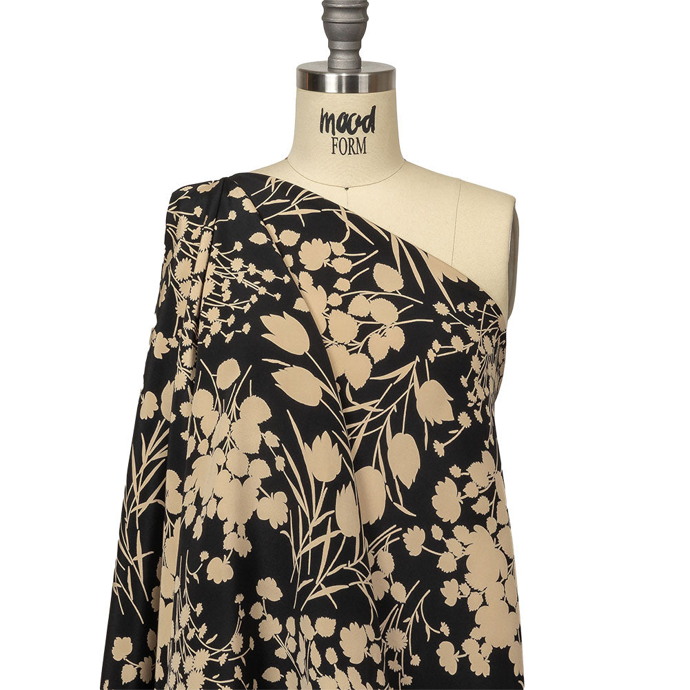 6-Ply Silk Crepe Print by The Row - Black and Cream Floral