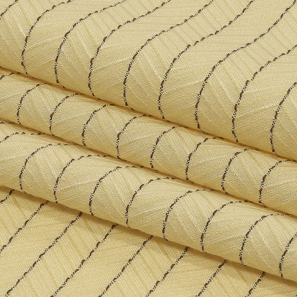 The Row Italian Banana and Brown Herringbone Stripe Viscose and Polyester Woven