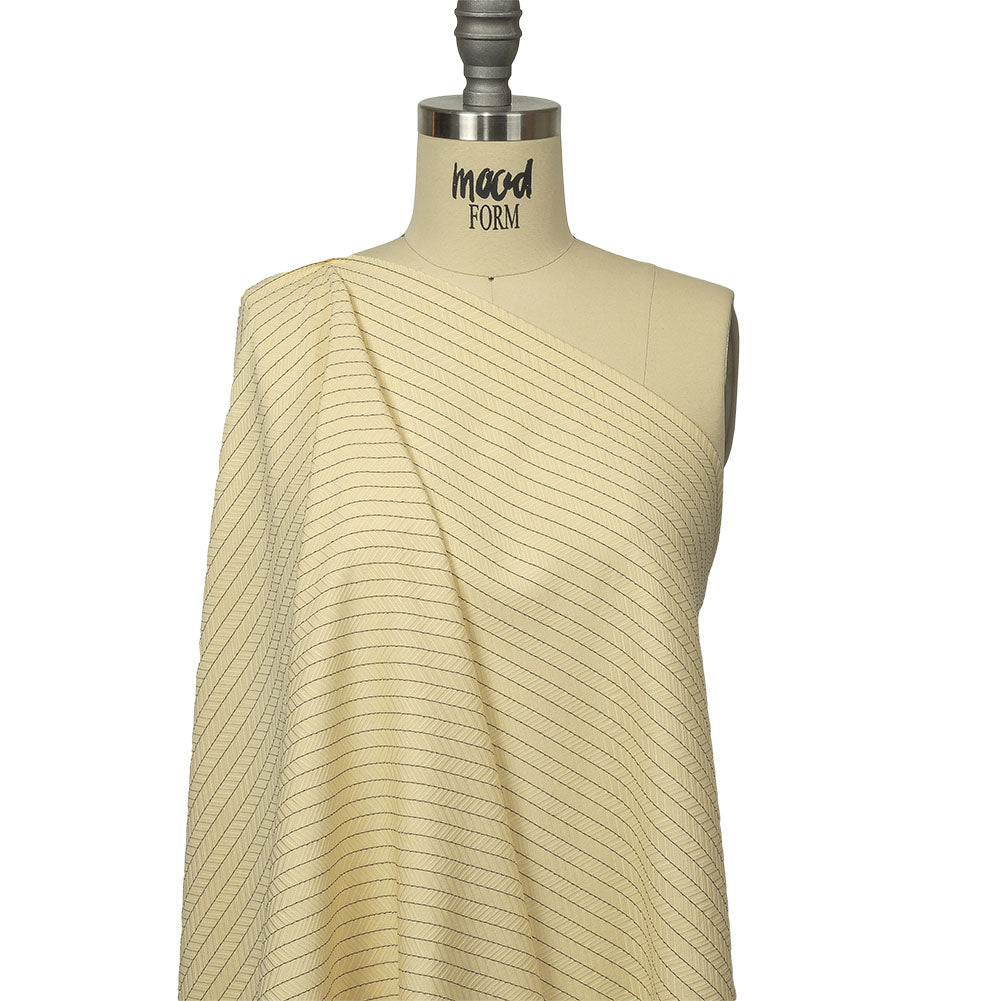 The Row Italian Banana and Brown Herringbone Stripe Viscose and Polyester Woven
