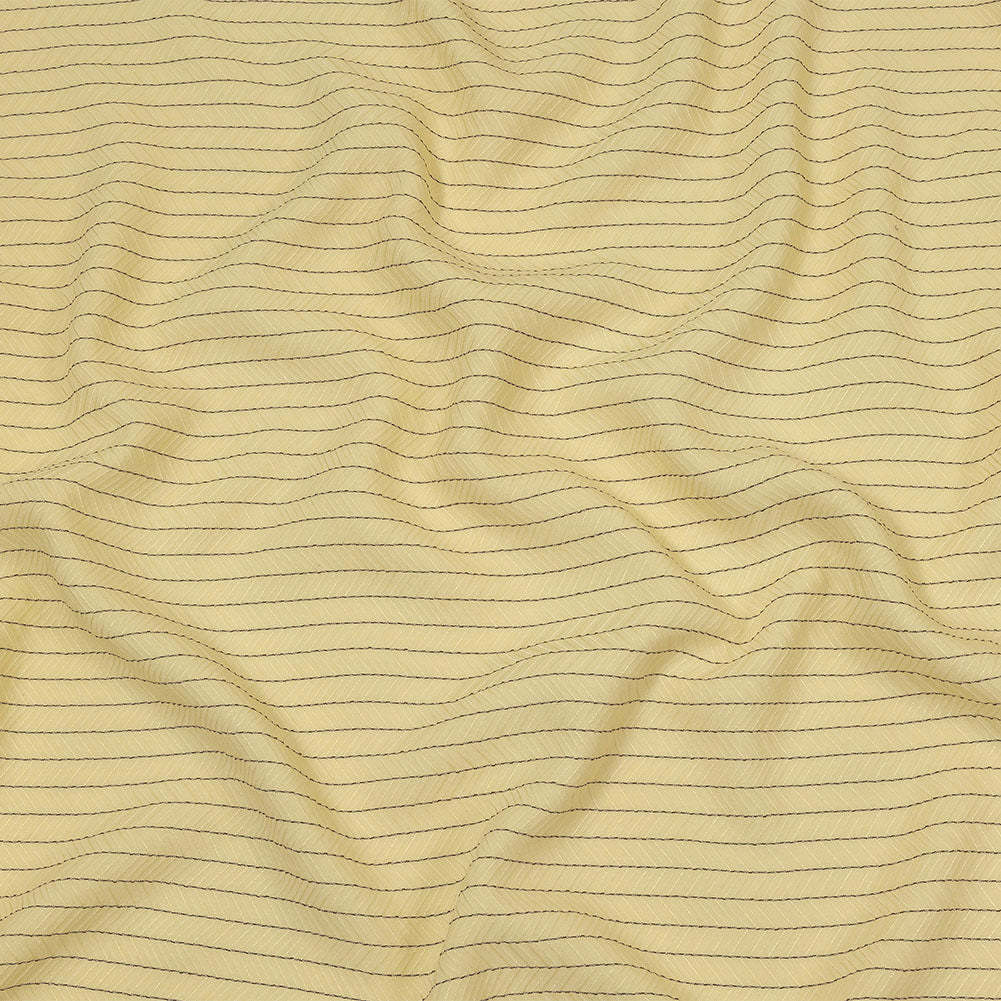 The Row Italian Banana and Brown Herringbone Stripe Viscose and Polyester Woven