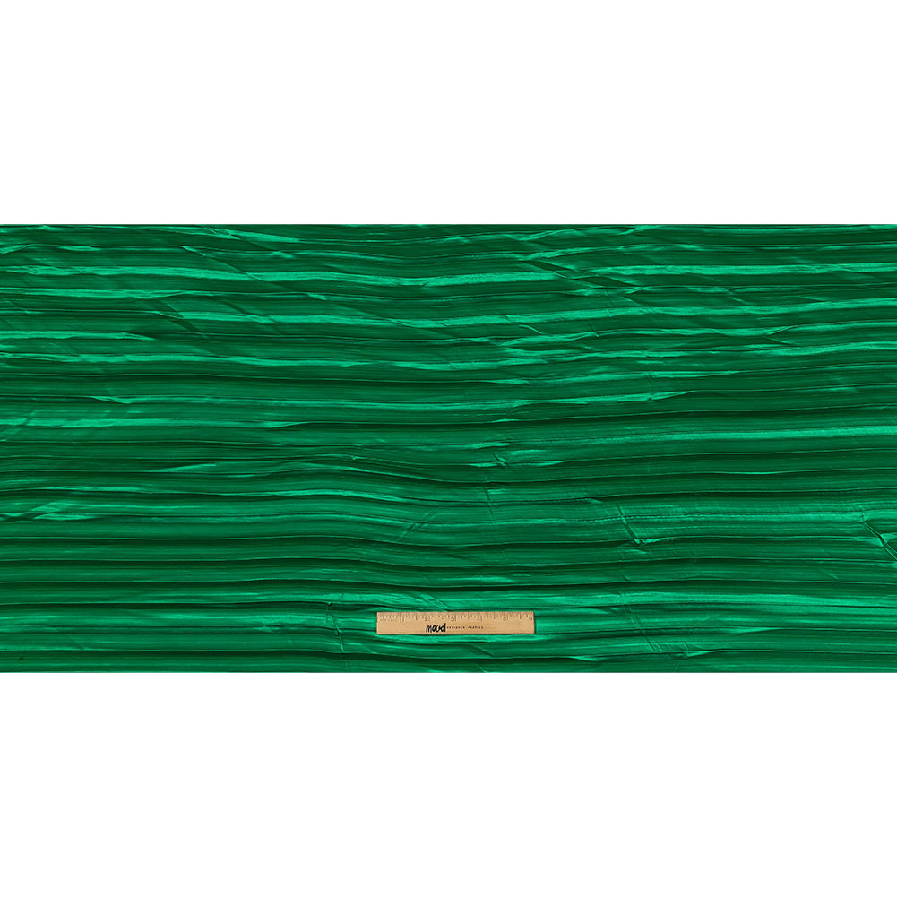 Pleated Stretch Satin - Grass Green - Andreas Collection