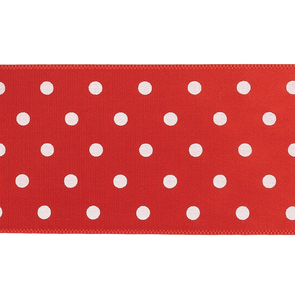 Red and White Polka Dot Satin Ribbon - 1.5"