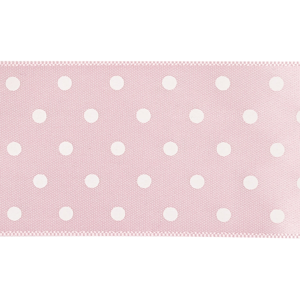 Baby Pink and White Polka Dot Satin Ribbon - 1.5"