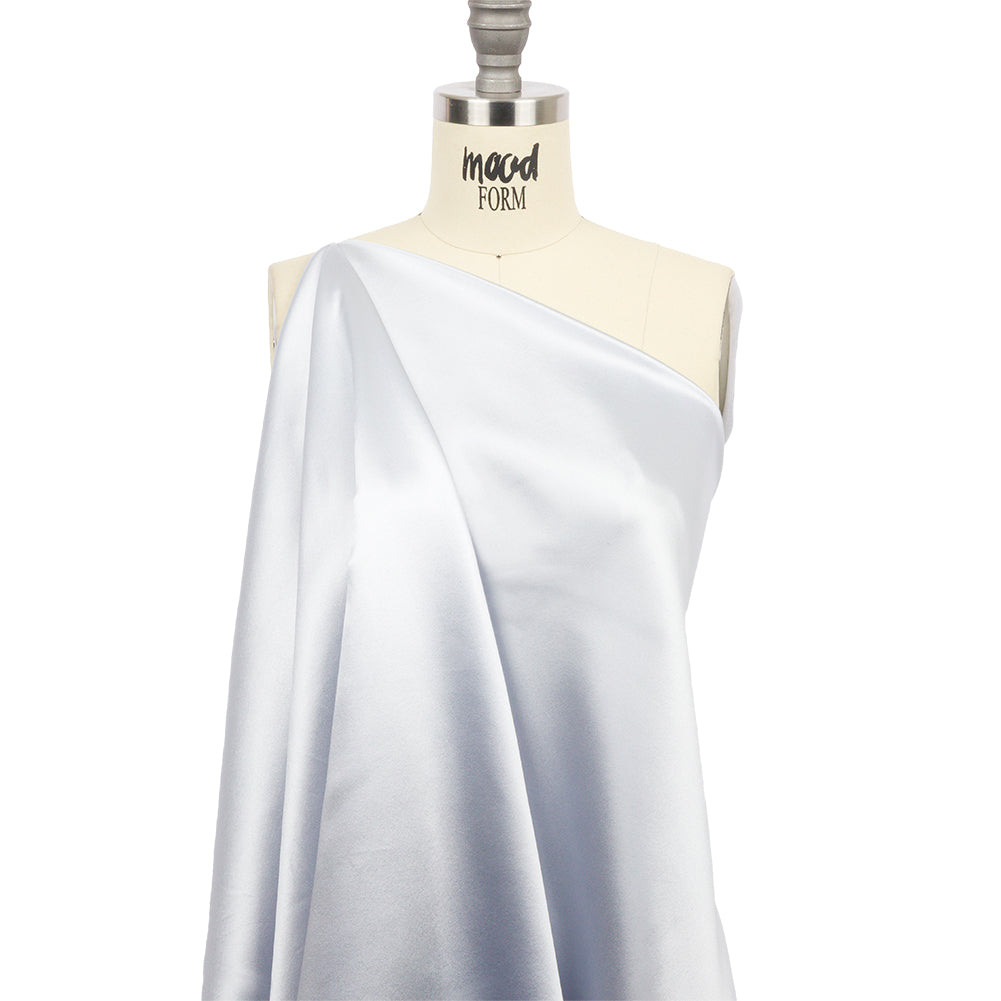 Pastel Blue Silk and Polyester Crepe Back Satin