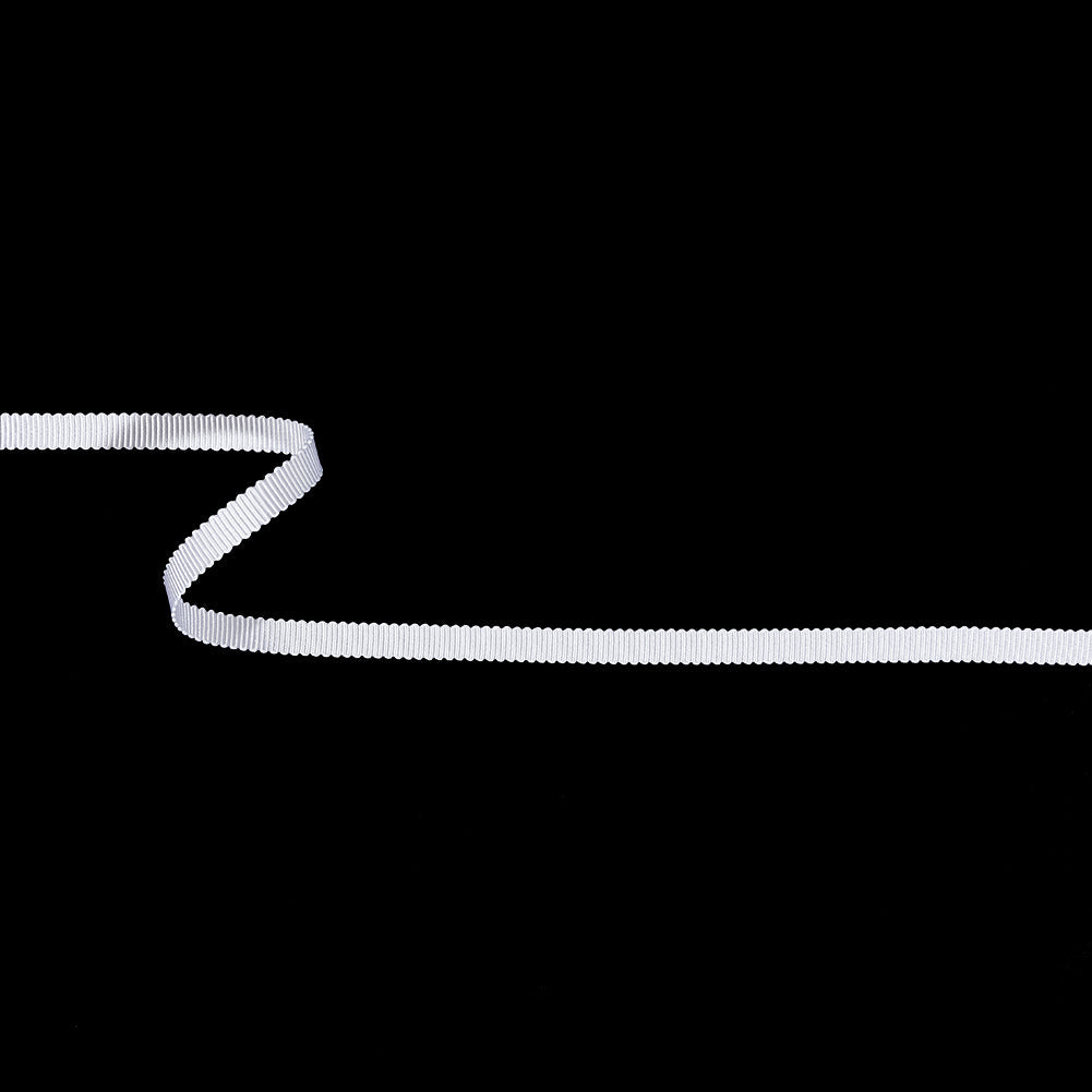 Matte White Recycled Polyester Petersham Grosgrain Ribbon - 6mm