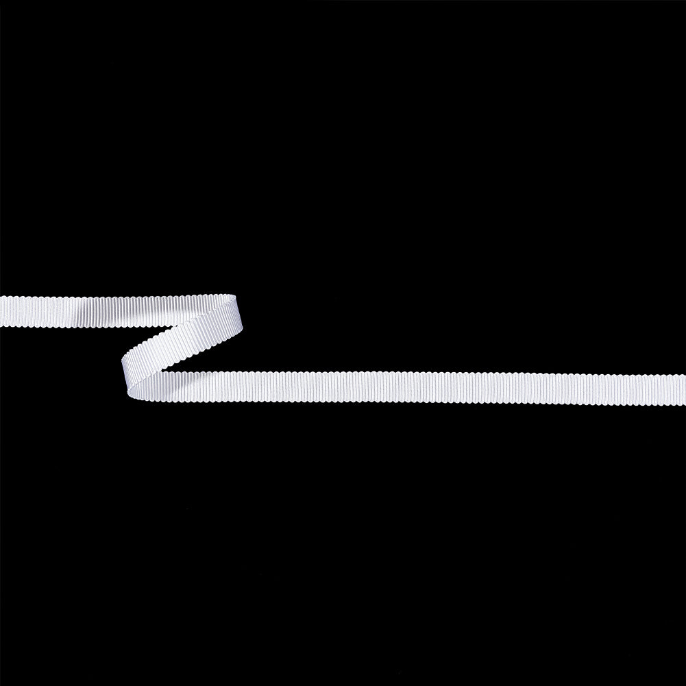 Matte White Recycled Polyester Petersham Grosgrain Ribbon - 9mm
