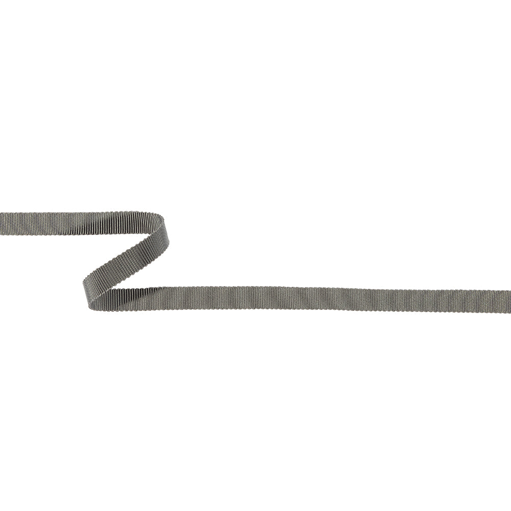 Forged Iron Recycled Polyester Petersham Grosgrain Ribbon - 9mm