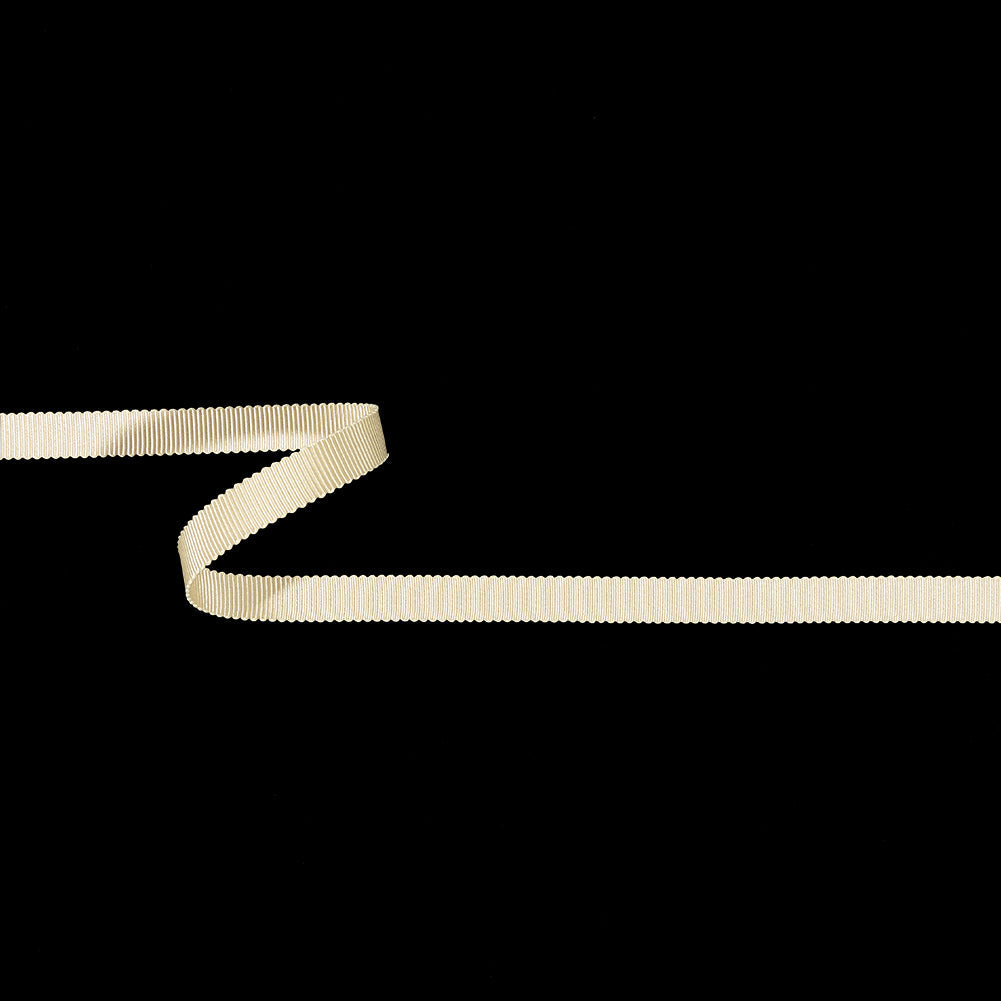 Almond Milk Recycled Polyester Petersham Grosgrain Ribbon - 9mm