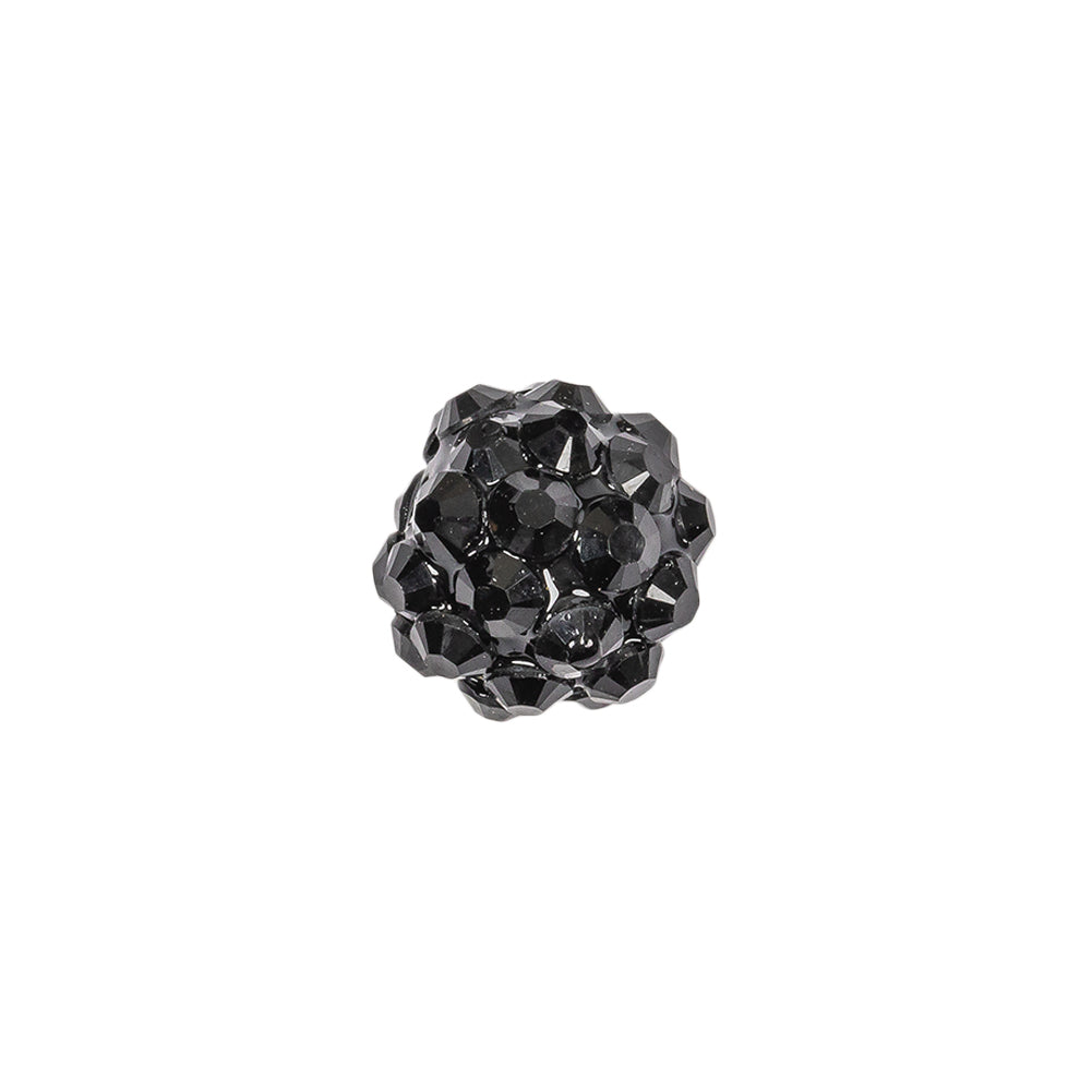 Black Rhinestone and Resin Faceted 12mm Beads - 10pc