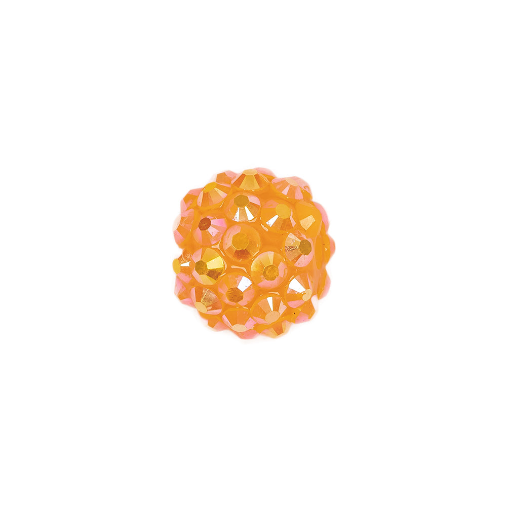 Orange AB Rhinestone and Resin Faceted 14mm Beads - 10pc