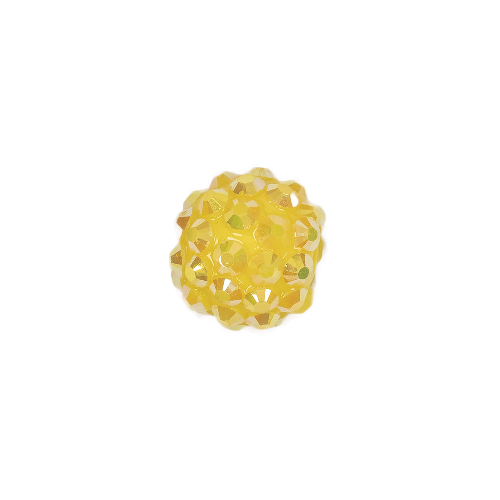 Yellow AB Rhinestone and Resin Faceted 14mm Beads - 10pc