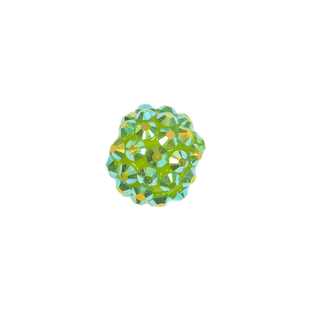 Green AB Rhinestone and Resin Faceted 14mm Beads - 10pc