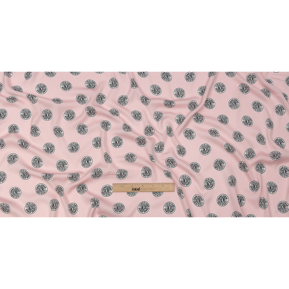Donna Karan Pink, Black and White Logo Tokens Crepe de Chine