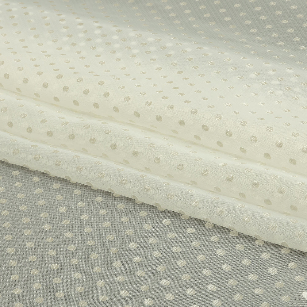 Famous Australian Designer Lead Crystal Embroidered Dots and Diagonal Striped Polyester and Viscose Chiffon