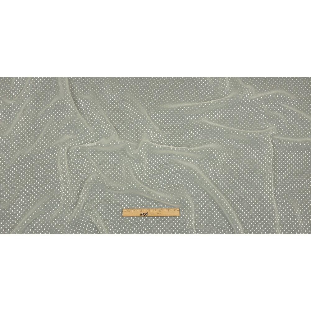 Famous Australian Designer Lead Crystal Embroidered Dots and Diagonal Striped Polyester and Viscose Chiffon