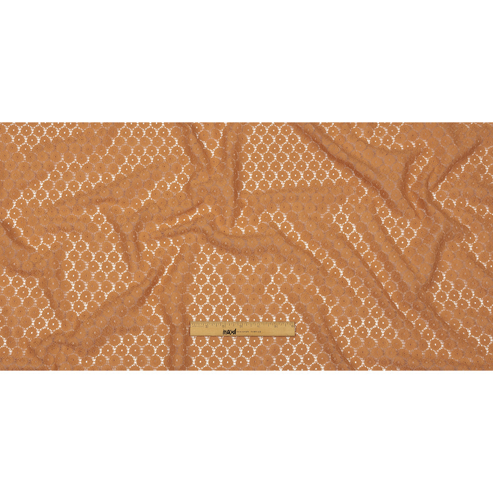 Famous Australian Designer Tan Floral Cotton Blend Re-Embroidered Lace