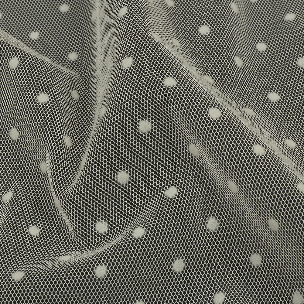 Famous Australian Designer Pearl Flocked Polka Dots Point D'esprit