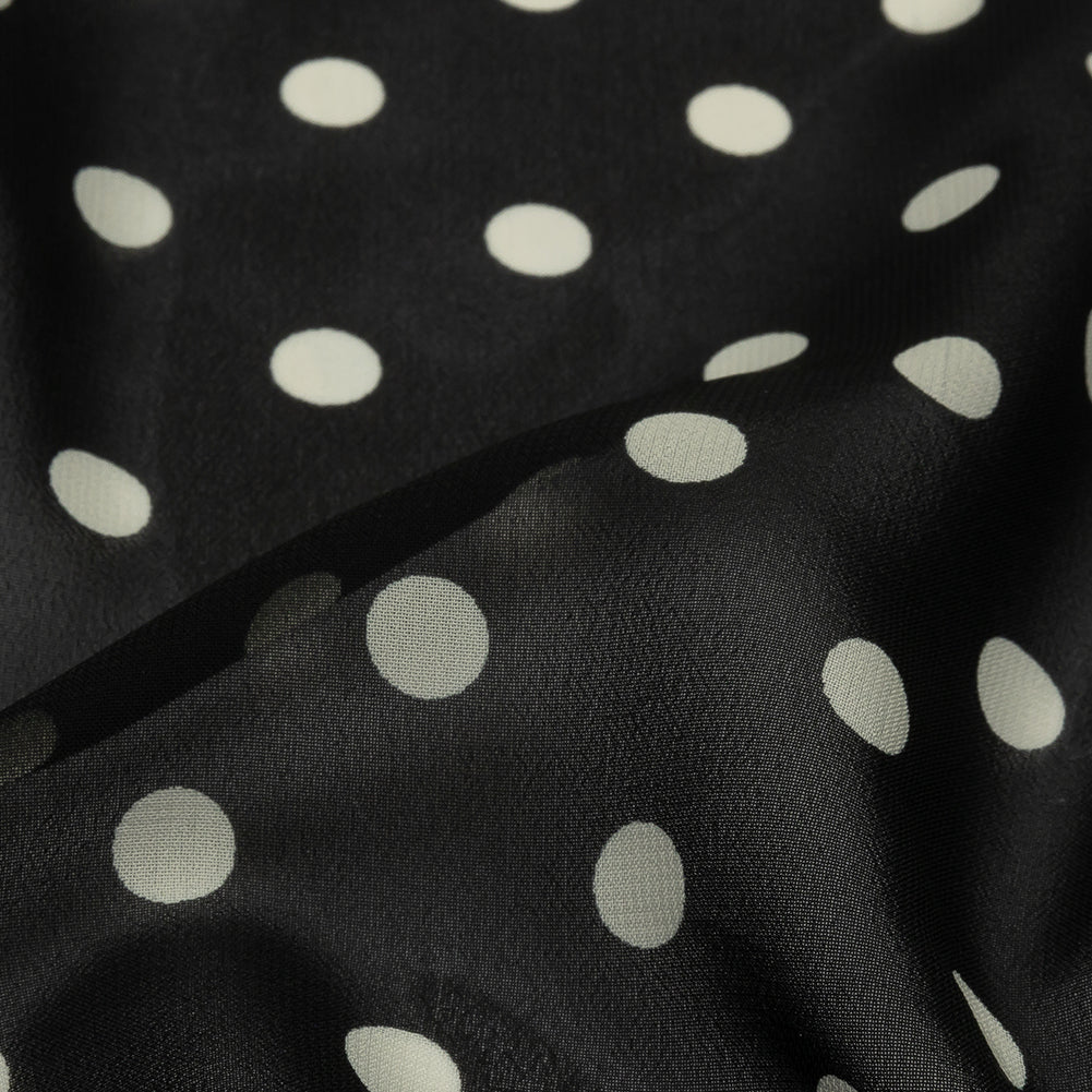 Famous Australian Designer Black and White Polka Dots Polyester Georgette