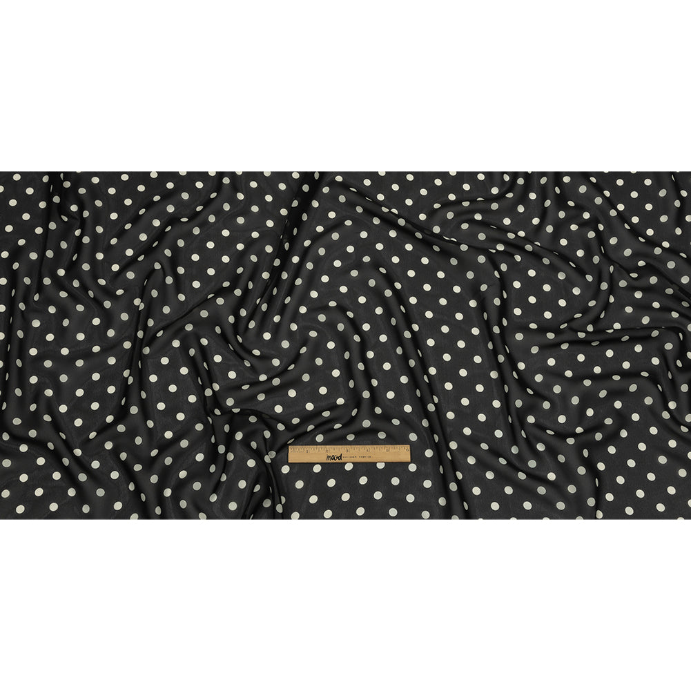 Famous Australian Designer Black and White Polka Dots Polyester Georgette