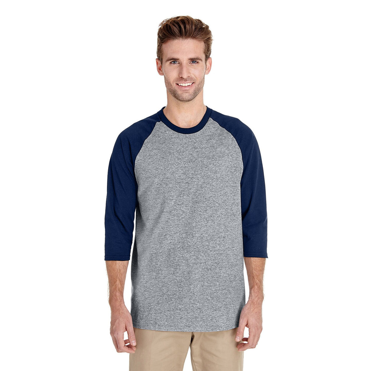 Gildan® Heavy Cotton Raglan Crewneck Three Quarter Sleeve T-Shirt