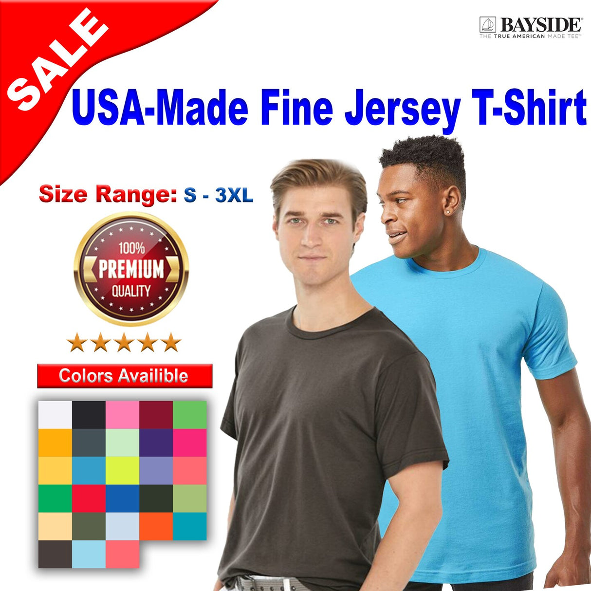 Bayside® USA Made Fine Jersey T-Shirt