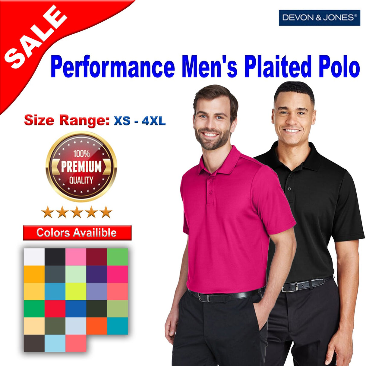 Devon & Jones® CrownLux Performance Men's Plaited Polo