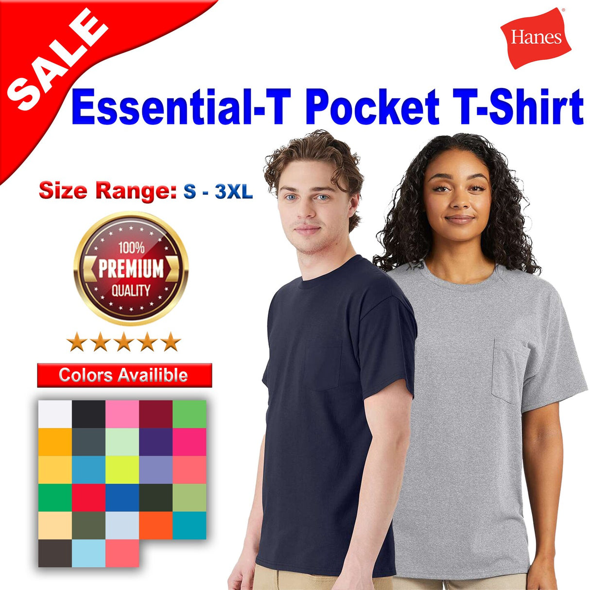 Hanes® Essential T Pocket Crew Neck Short Sleeve T-Shirt