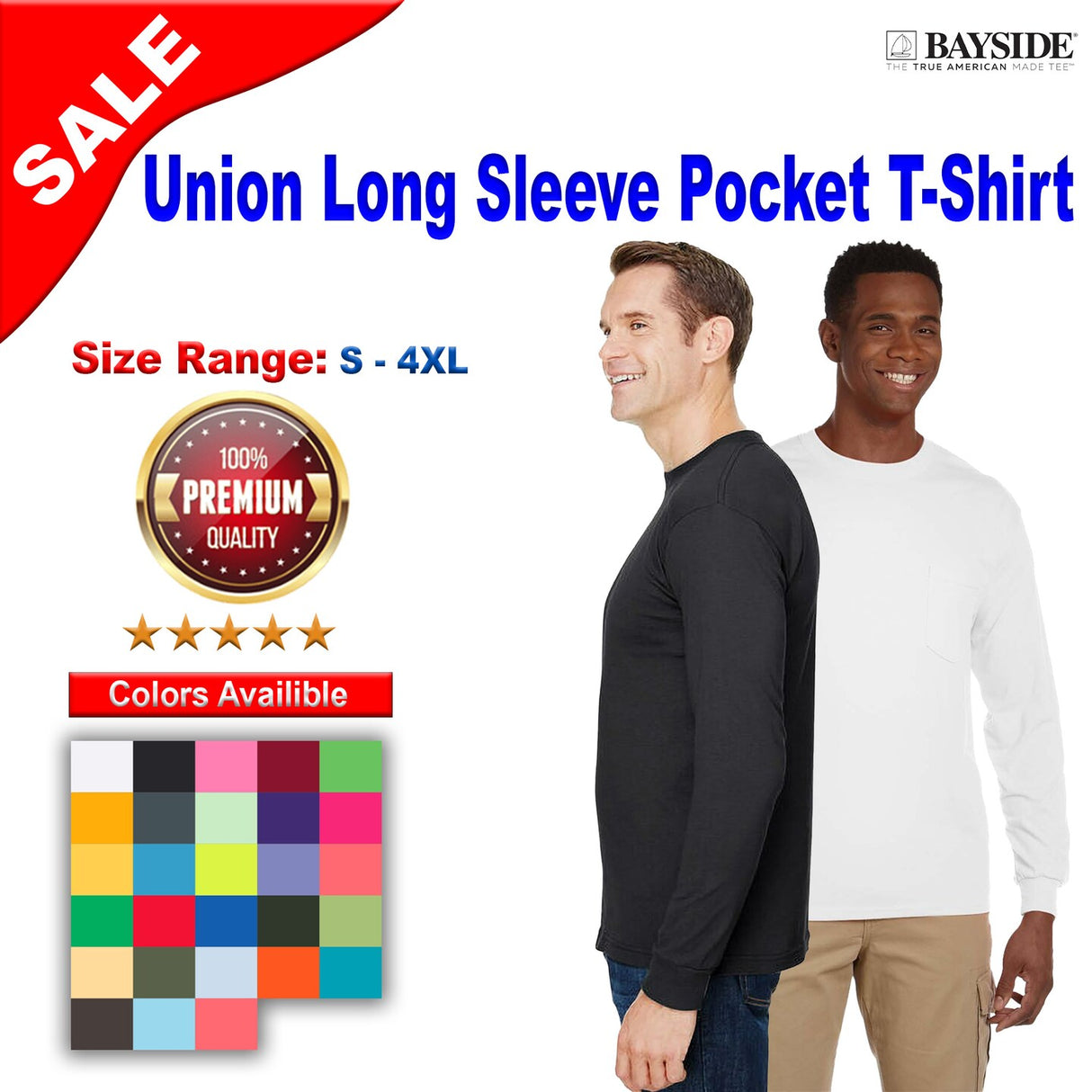 Bayside® Union Made Long Sleeve Pocket T-Shirt