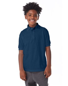 Hanes® Youth EcoSmart Jersey Knit Short Sleeve Collared Polo