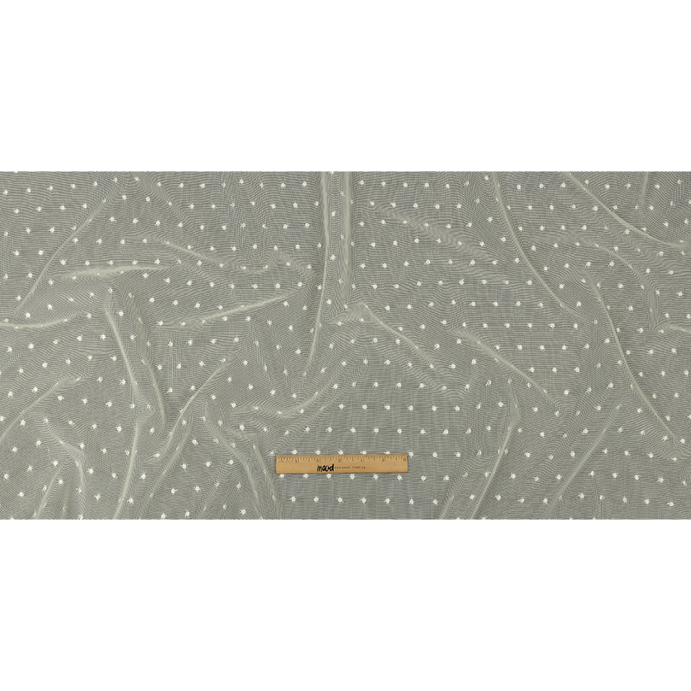Famous Australian Designer White Sand Embroidered Polka Dots Woven Mesh