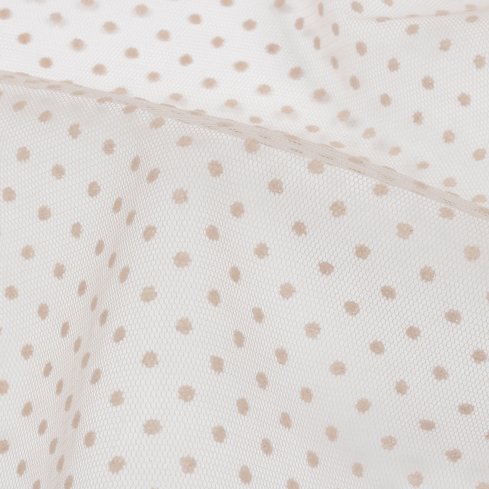 Famous Australian Designer Ballet Pink Flocked Polka Dots Point D'esprit