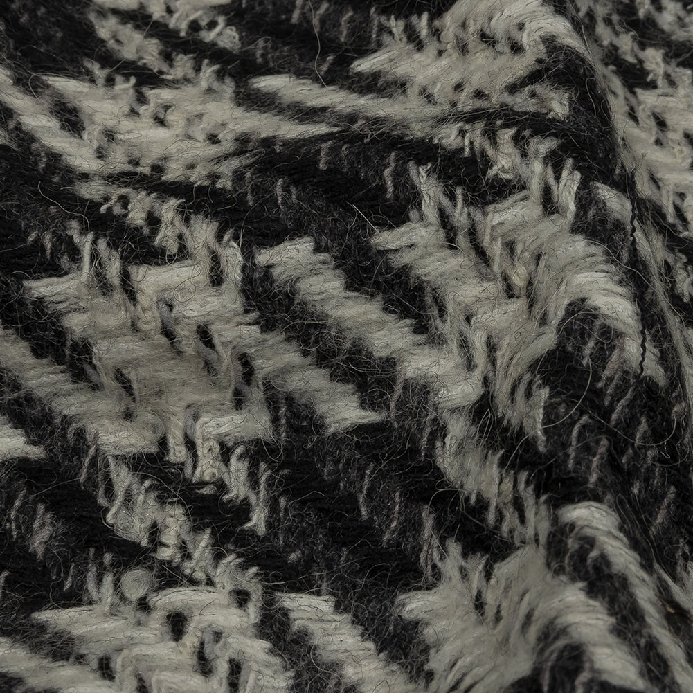 Famous Designer Charcoal and White Shepherd's Plaid Fulled Wool Twill Coating