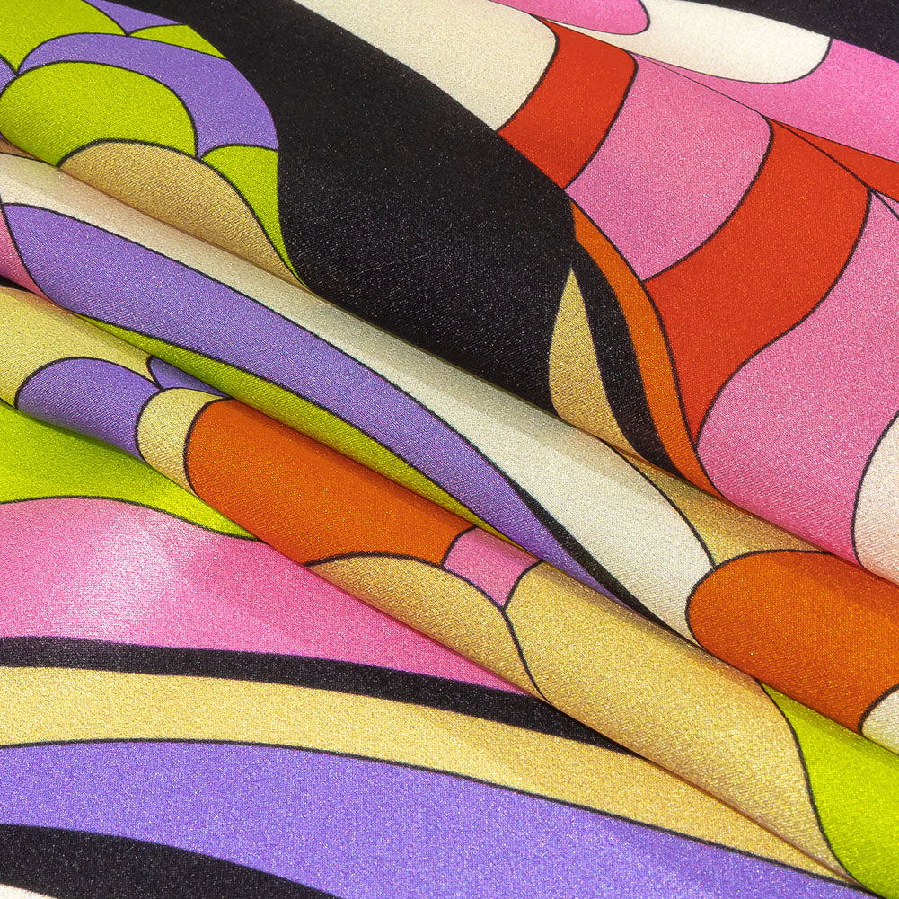 Italian Purple, Orange and Lime Scales and Swirls Silk Charmeuse
