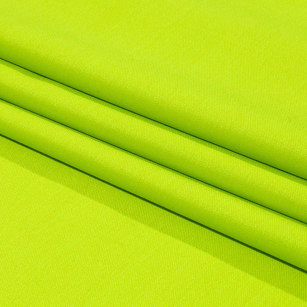 Italian Neon Lime Double Face Stretch Super 150 Virgin Wool Twill Suiting