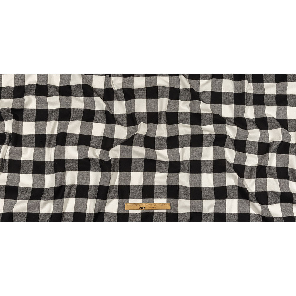 Balenciaga Italian Black and White Alyssum Buffalo Check Brushed Cotton Twill Flannel