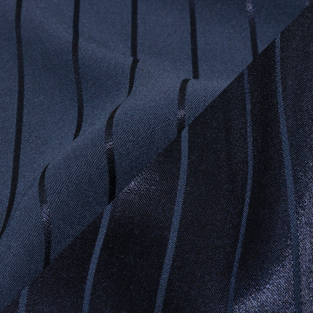 Balenciaga Italian Peacoat Tonal Satin Like Stripes Acetate and Viscose Jacquard