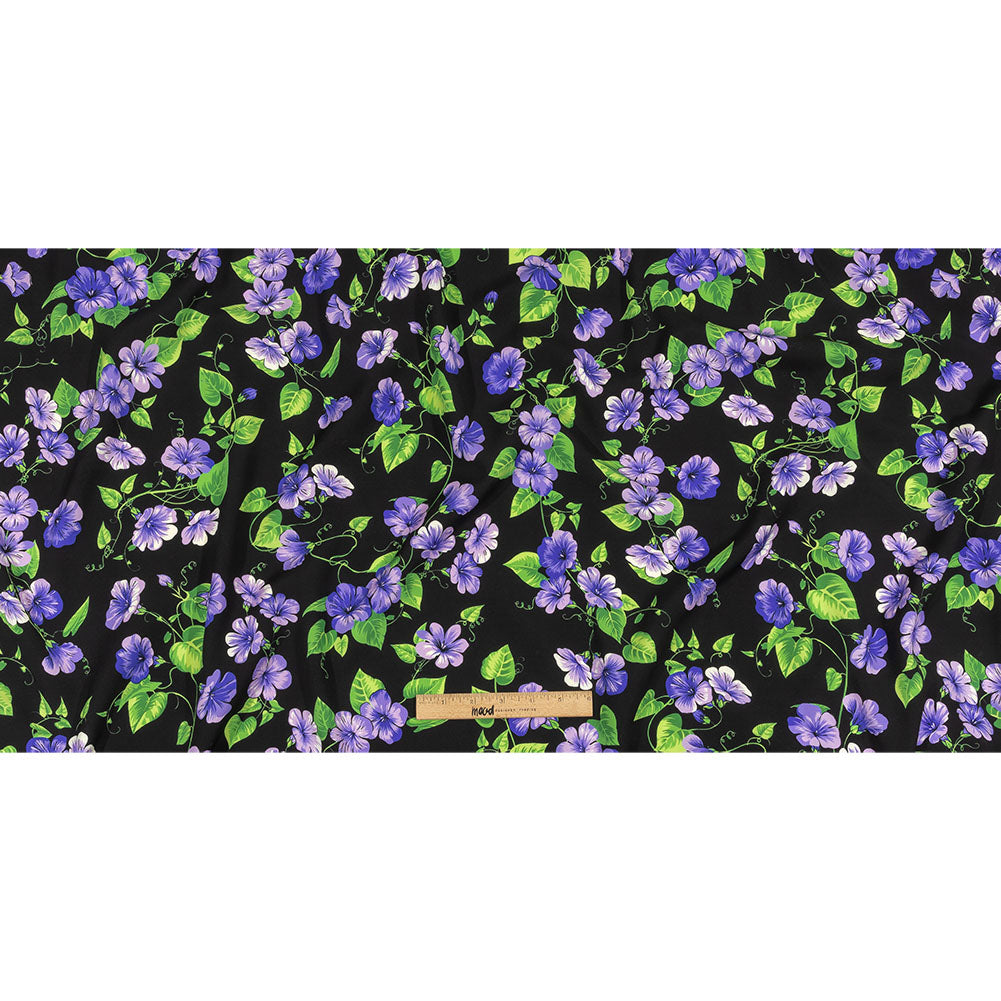 Balenciaga Italian Purple, Vibrant Green and Black Violets Virgin Wool Twill