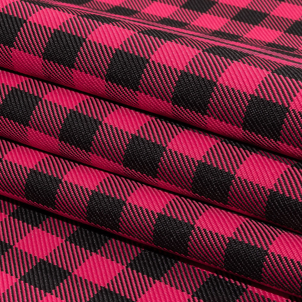 Balenciaga Italian Pink and Meteorite Gingham Check Polyester Twill