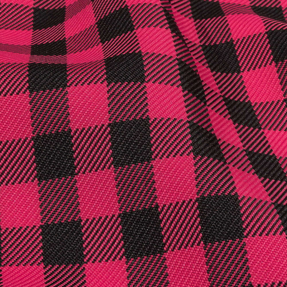 Balenciaga Italian Pink and Meteorite Gingham Check Polyester Twill