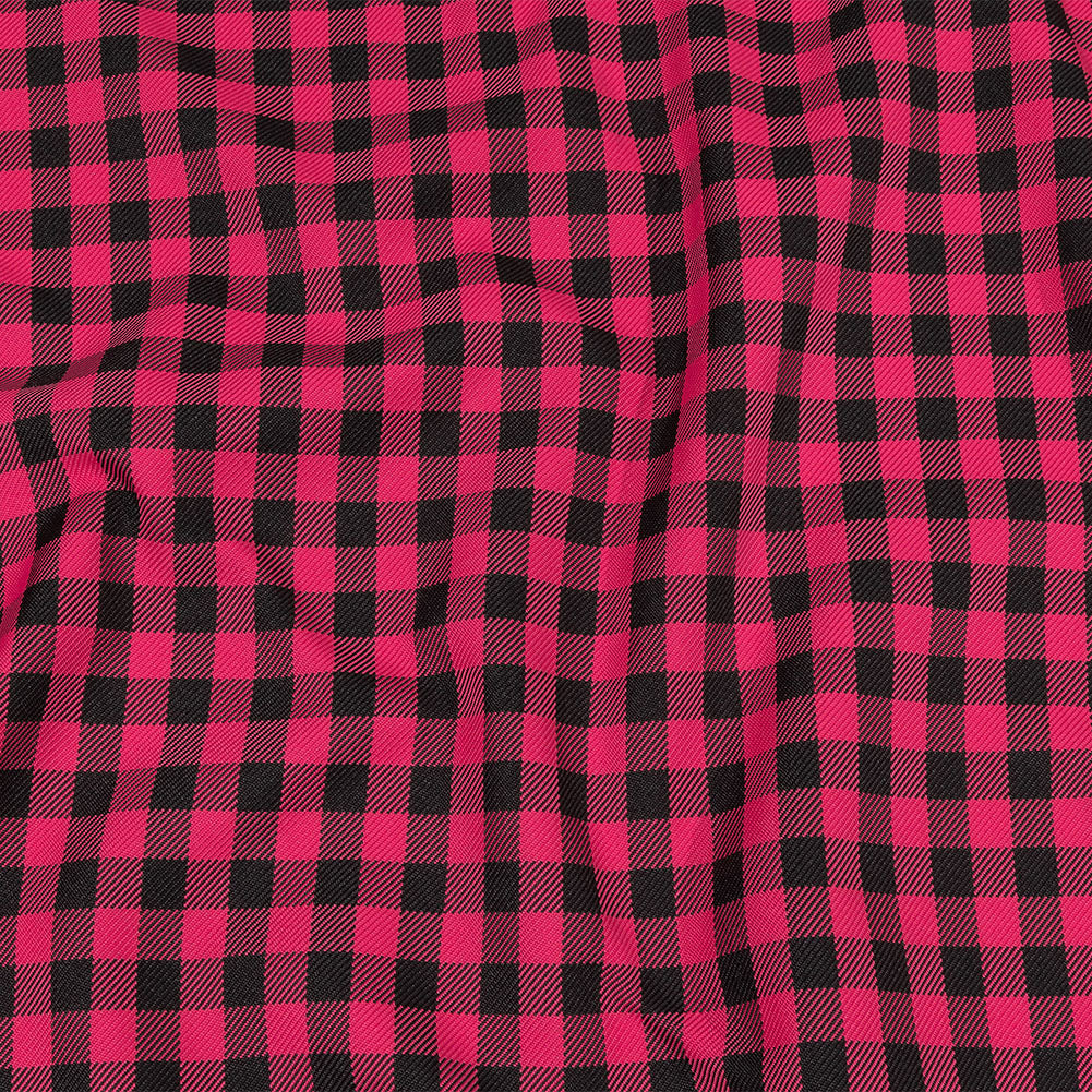 Balenciaga Italian Pink and Meteorite Gingham Check Polyester Twill