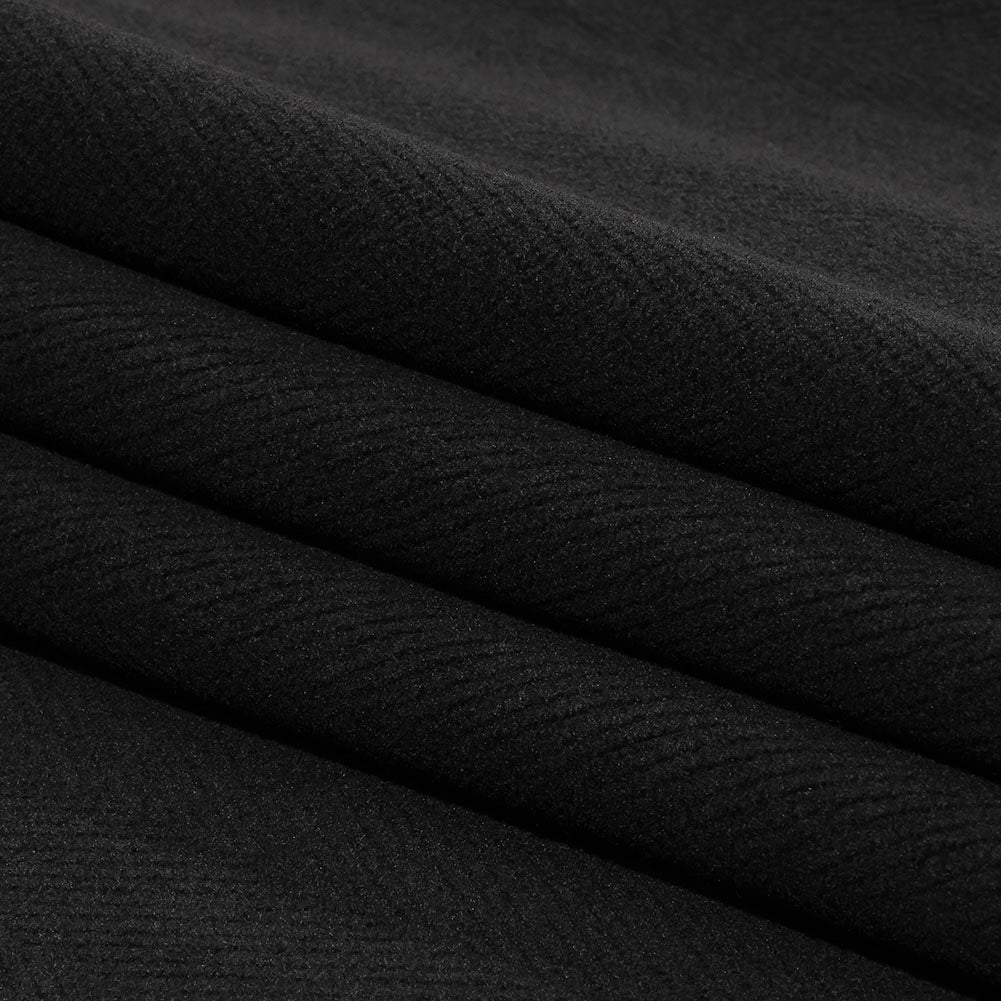 Balenciaga Italian Black Herringbone Brushed Virgin Wool Coating