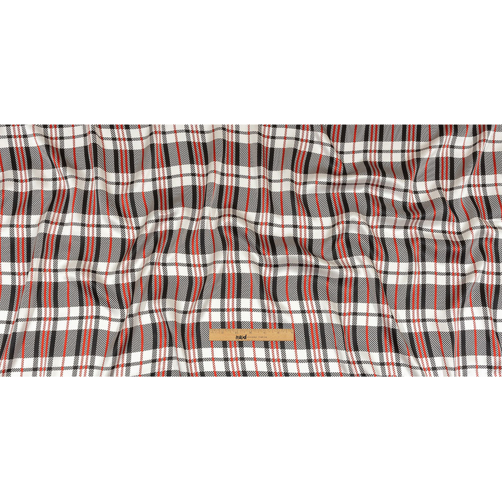 Balenciaga Italian Red, Black and White Plaid Silk Charmeuse