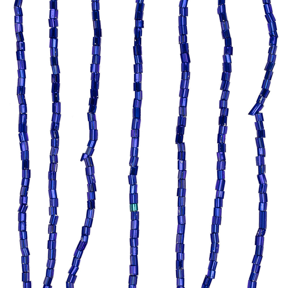 Blue Beaded Fringe on Braided Lip - 5"