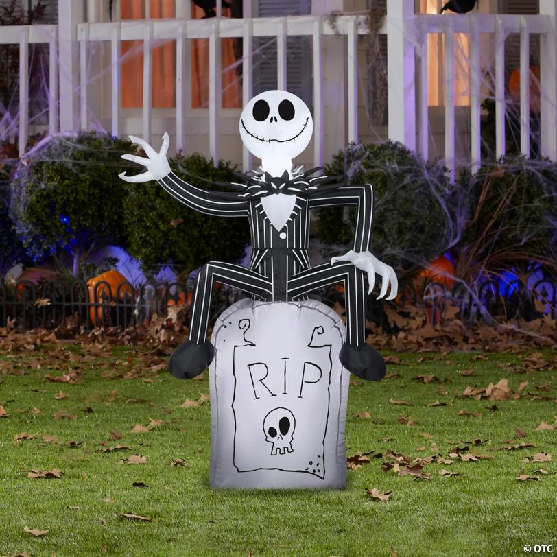 42" Airblown Inflatable The Nightmare Before Christmas Jack on Tombstone Yard Decoration