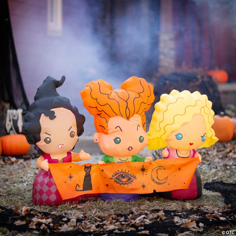 42" Blow-Up Inflatable Hocus Pocus Sisters with Built-In LED Lights Outdoor Yard Decoration